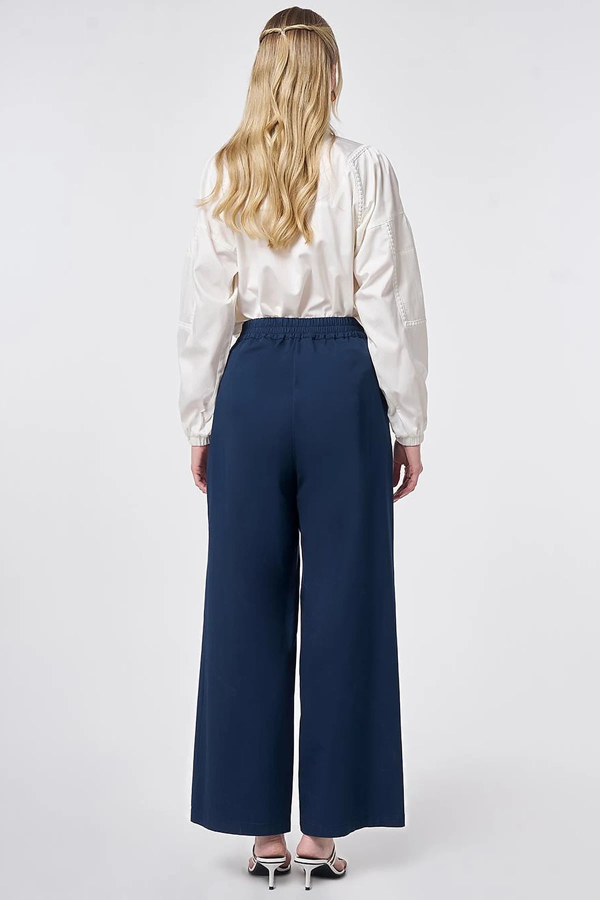 Wide-Leg Bundfaltenhose aus Baumwolle-Mix
