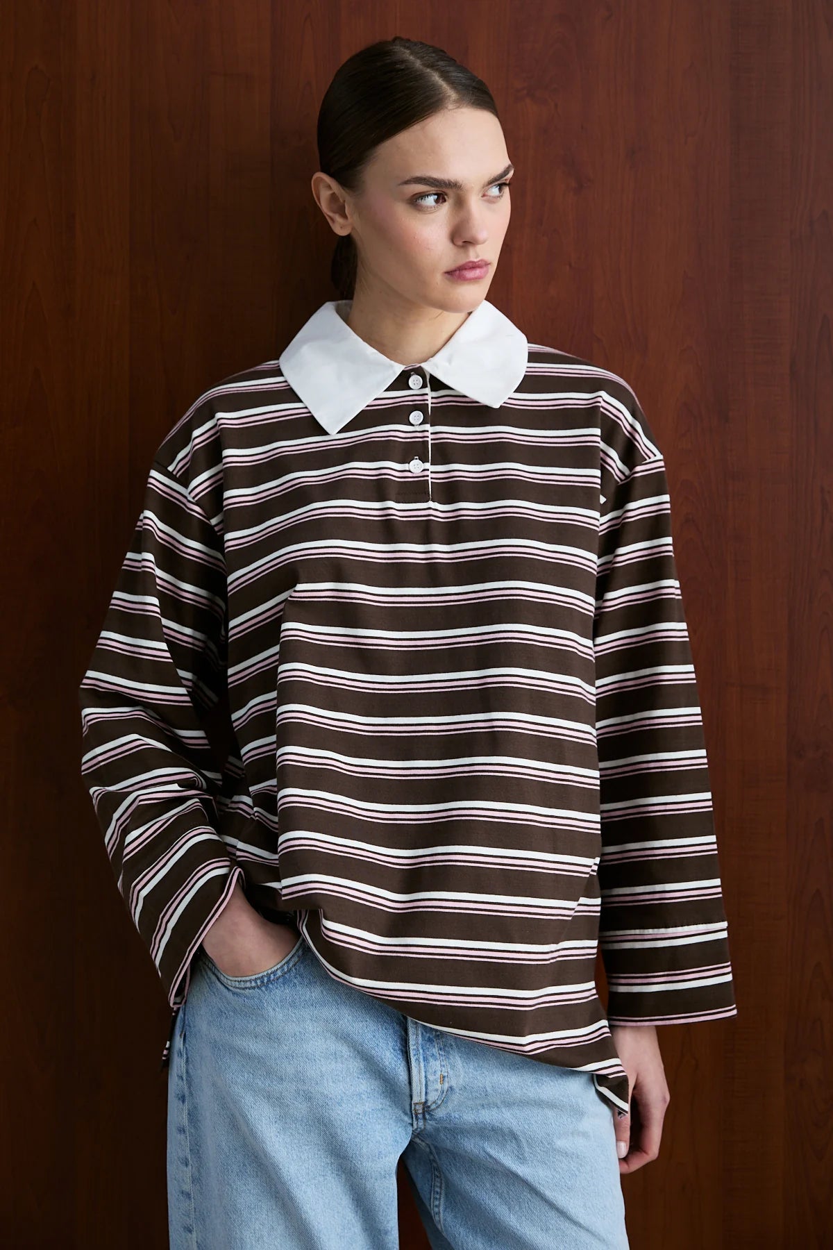 Gestreiftes Polo-Sweatshirt