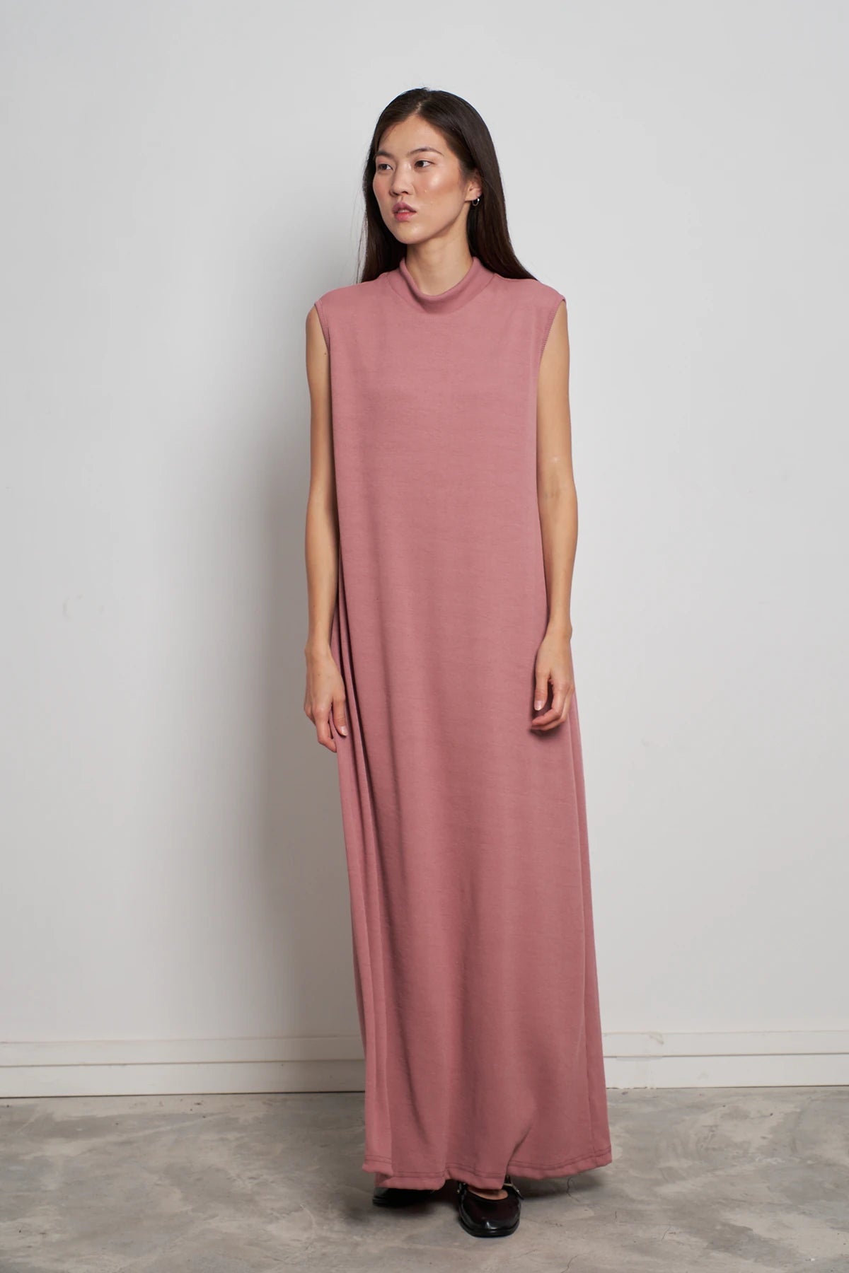 Ärmelloses Rippstrick-Maxikleid