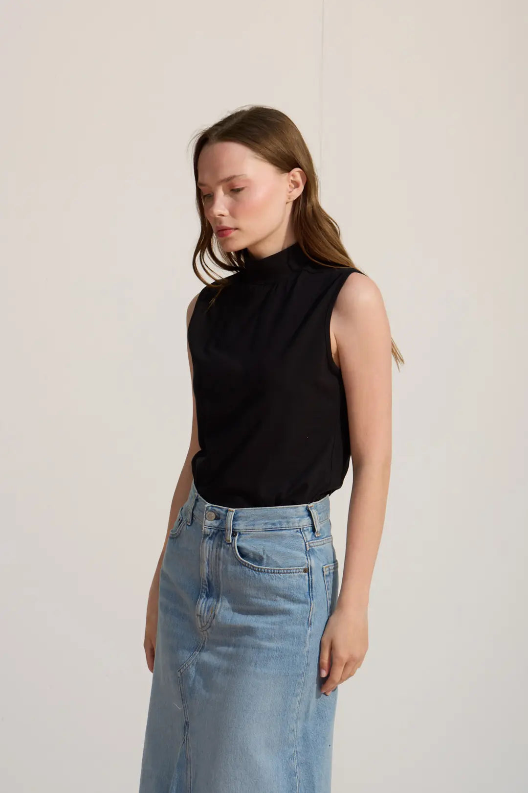 High-Neck Baumwoll-Top