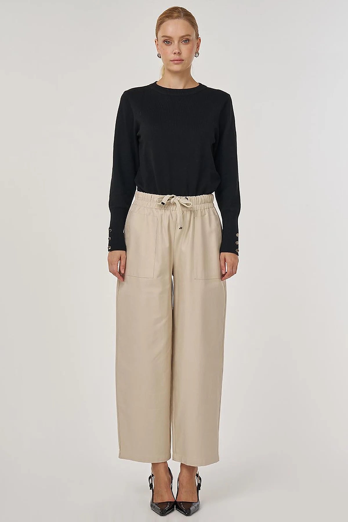 Casual Stoffhose im Relaxed Fit mit Kordelzug