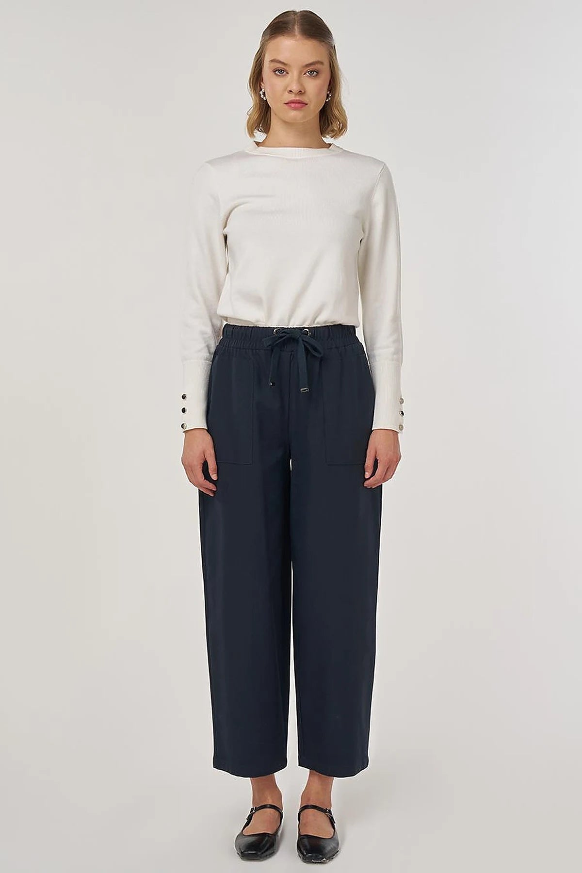Casual Stoffhose im Relaxed Fit mit Kordelzug
