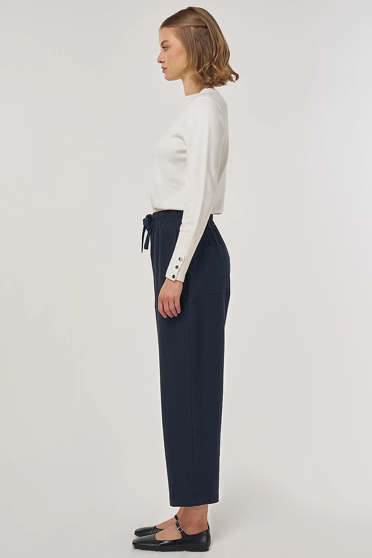 Casual Stoffhose im Relaxed Fit mit Kordelzug